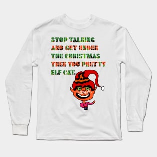 Christmas tree pretty elf Cat Long Sleeve T-Shirt